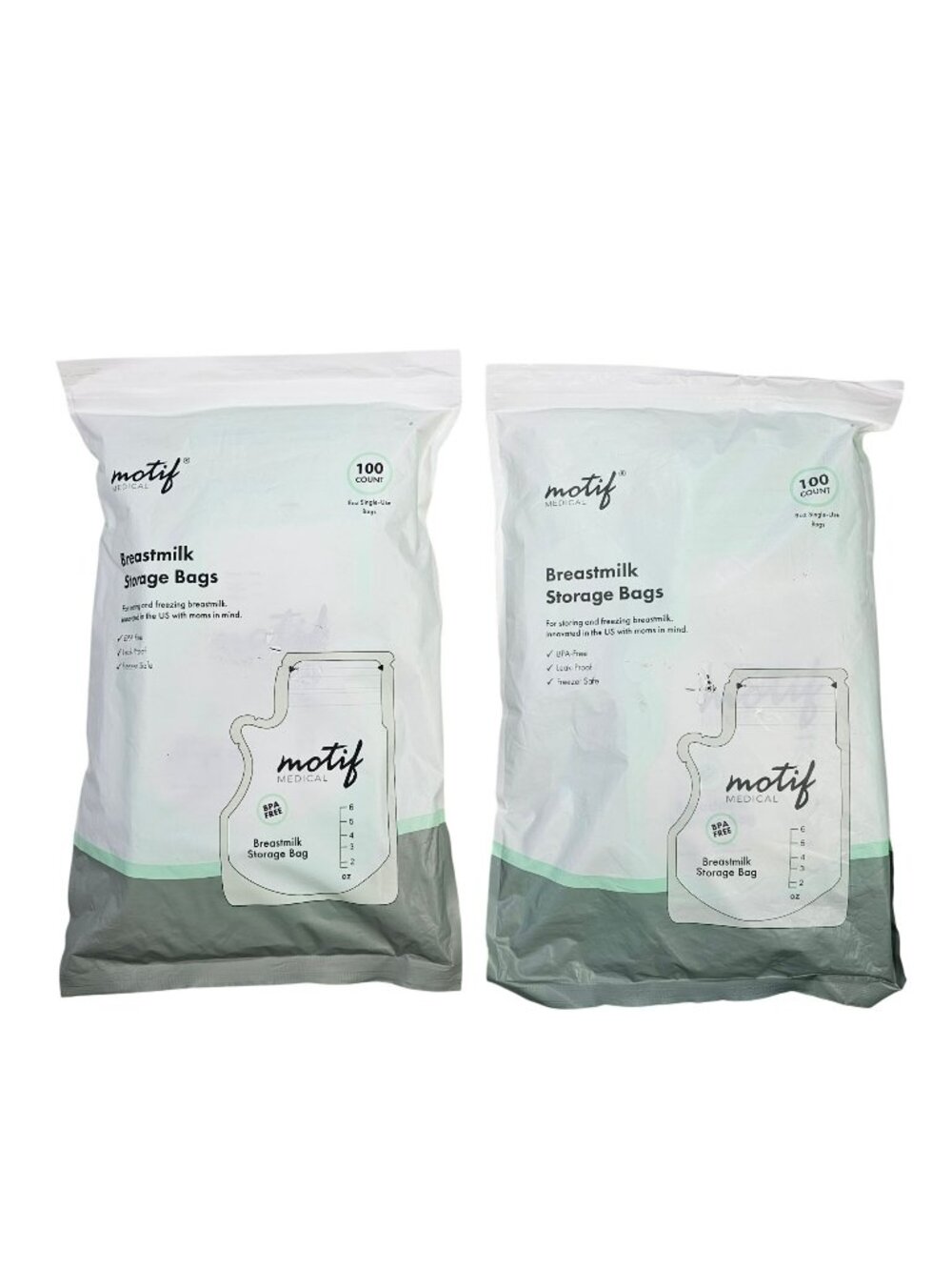 Motif 8oz Breastmilk Storage Bags 100 Count Lot of 2 (200) BPA-Free Leak Proof
